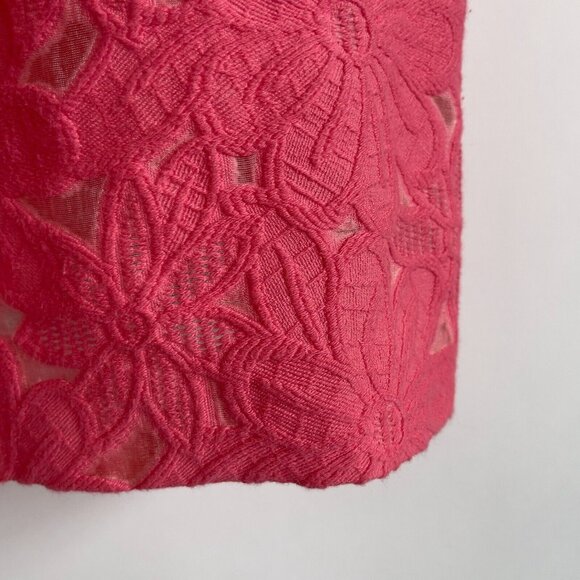 Trina Turk Womens Floral Lace Sleeveless Pleated Dress Size 10 Pink Zip Back - Picture 3 of 11